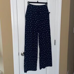Primark Navy Floral Patterned Wide Leg Pants